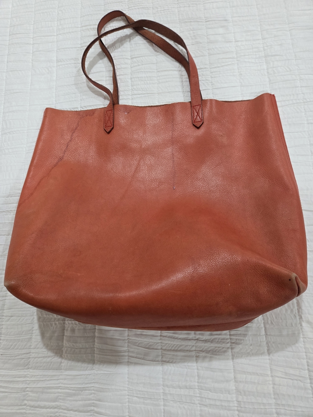 Madewell Orange Leather Tote